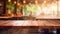 Blurred Coffee Shop and Restaurant Interior Background with Empty Wooden Table AI Generated