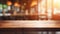 Blurred Coffee Shop and Restaurant Interior Background with Empty Wooden Table AI Generated