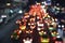 Blurred colourful night light city with cars, Abstract background