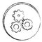 blurred contour circular frame with gear wheels icons