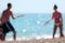 Blurred couple at beach.