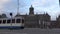 Blurred defocused view of the Royal Palace in Amsterdam, Netherlands.