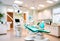 Blurred dental clinic background. Defocused interior of modern dental office