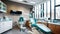 Blurred dental clinic background. Defocused interior of modern dental office.