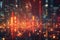 Blurred digital art of cityscape with vibrant bokeh effect, depicting urban nightlife