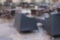 Blurred empty chairs in cafe. Abstract light bokeh at restaurant interior background for design