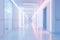 Blurred empty modern hospital corridor background. Abstract blurred clinic hallway interior. Entrance of medical emergency room in