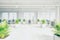 Blurred empty open space office. Abstract light bokeh at office interior background for design.generative ai