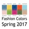 Blurred fashion infographic with trendy colors of the 2017 Spring. Niagara,Primrose Yellow,Lapis Blue,Flame,Island