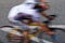 Blurred female road cyclist