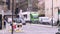 blurred footage of London city life ,car, buses, traffic ,pedestrians ,cyclists