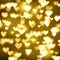 Blurred gold bokeh background, yellow hearts, gold, glitter, holiday, glamour, glow, light effect