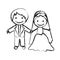 blurred hand drawn silhouette with married couple