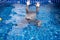 Blurred of hands man drowning in swimming pool