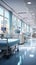 Blurred hospital and clinic backdrop offers a glimpse of medical activities dynamic nature