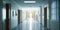Blurred hospital corridor, hall interior. Generative ai