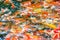 Blurred image background of fancy carps in pond
