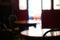 The blurred image of the cafe interior in Valletta, Malta