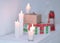 Blurred image. candles and gift boxes .photo with copy space