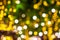 Blurred image Decorative outdoor string lights hanging on tree in the garden at night time