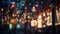 Blurred image of street with Christmas illumination