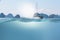 Blurred image. A yacht cruising in the sea with the gentle waves