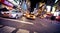 Blurred image of yellow taxi cab in New York