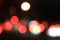 Blurred images of traffic lights at night with lots of bokeh and circles and colorful colors