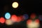 Blurred images of traffic lights at night with lots of bokeh and circles and colorful colors