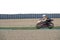 Blurred motion of moborbike competing in racing circuit and white space