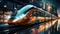 Blurred motion train traffic underground vanishing point