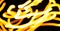 Blurred moving fire lights background, yellow, orange and white colors on black, abstract template for design, high resolution