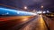 Blurred night tram in Prague