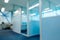 Blurred office corridor doors partitions without focus