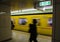 Blurred people in underground subway in Japan with under exposure style