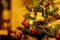 Blurred photo of Christmas tree on  shade film color