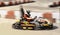 Blurred photo of kart speed rival outdoor race opposition race,