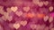 Blurred pink hearts lights bokeh background. Concept of Romantic and Valentines day