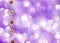 Blurred purple background with Christmas garland, empty space on