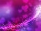 Blurred purple sparkles and glowing line. Heart sh
