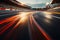 Blurred racing track with twisting traffic, dynamic bokeh background