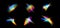 Blurred rainbow refraction overlay effect set. Light lens prism effect on black background. Holographic reflection