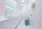 Blurred room for disinfection tools for dentistry, white interior