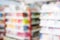 Blurred scene of aisle shelf colorful retail supermarket