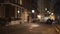 Blurred shot of dark London street in evening, nearly empty