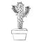 Blurred silhouette cactus with two branches on top in pot