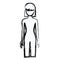 Blurred silhouette faceless front view woman naked body with straight short hairstyle