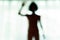 Blurred silhouette of human body look like alien