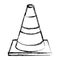 blurred silhouette striped traffic cone flat icon