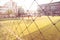 Blurred soccer field for sport background abstract